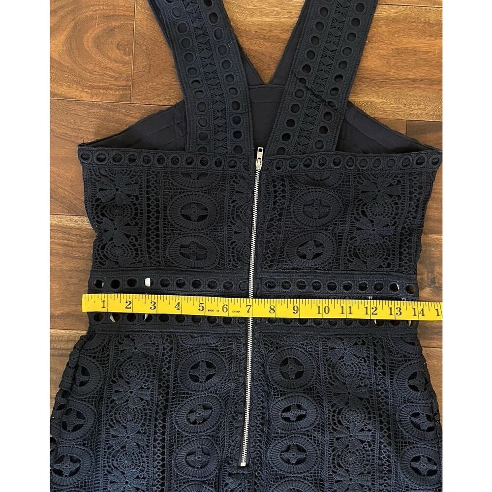 Lulus Navy Blue Crochet Halter Midi Dress Small Lace Cutout Zip Slimming Elegant - Picture 6 of 14
